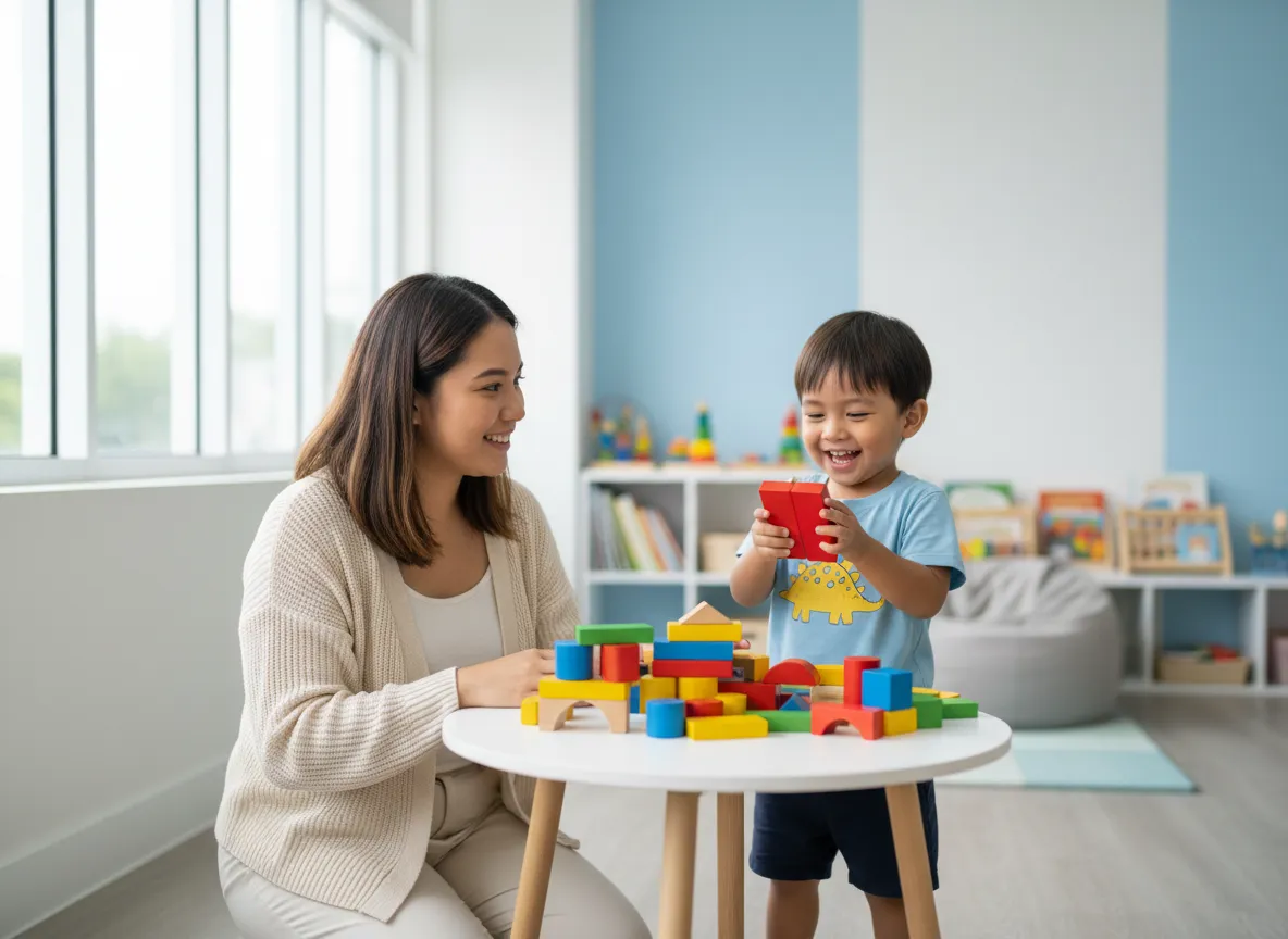 Therapist working with a child